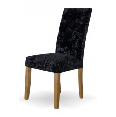 Stockholm Black DEEP Crushed Velvet Fabric Oak Dining Chair